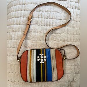 Tory Burch Multicolor Striped Leather Crossbody with Gold Logo